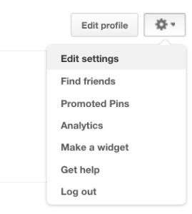 Click the gear to find your Pinterest analytics
